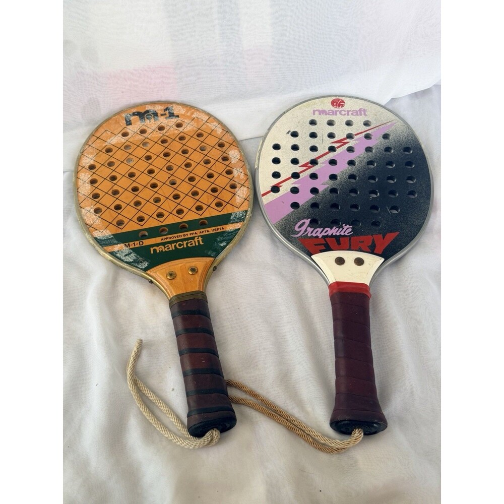 Vintage Marcraft M-1-D & Graphite Fury Paddle Racquets Lot of 2